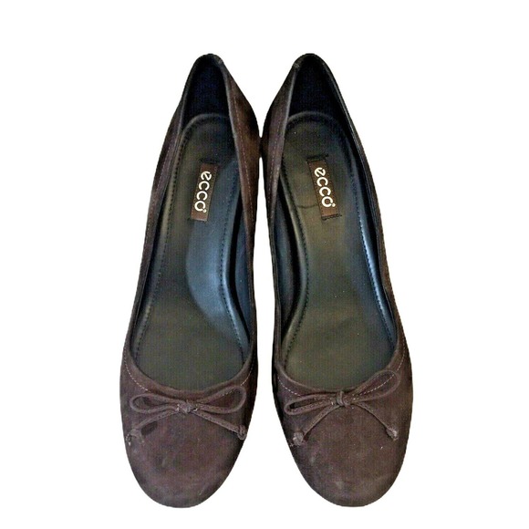 ECCO New Dehli Suede Coffee Brown Pumps Heels Flex Sole Size 40 US 9/9.5 - Picture 3 of 12